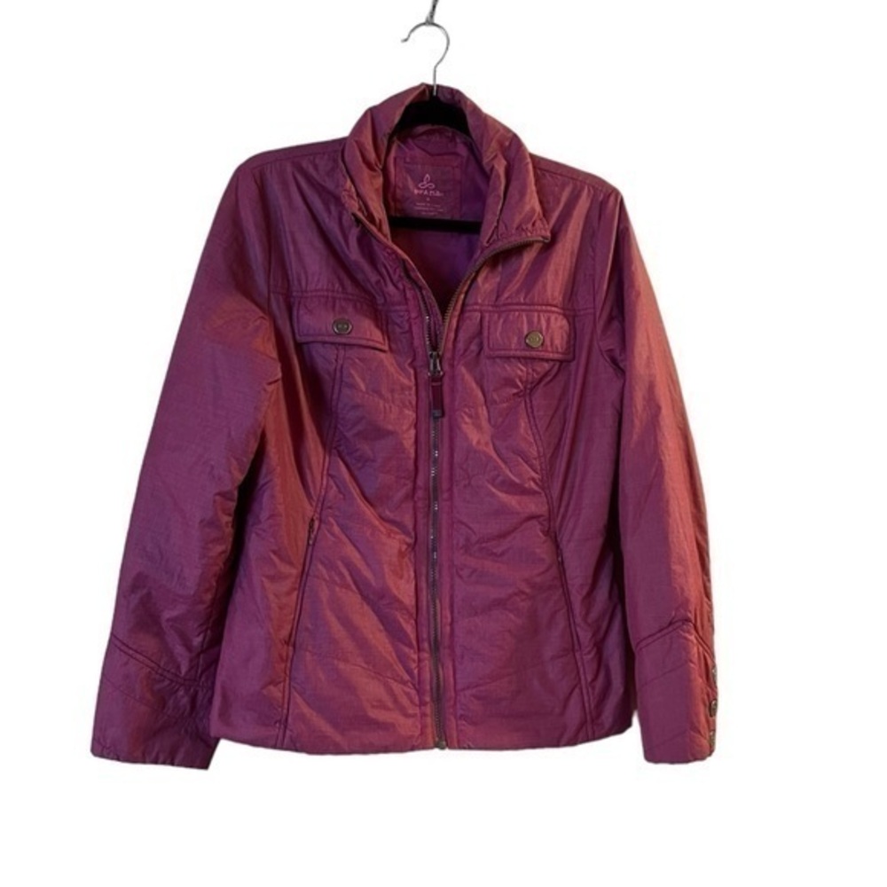PrAna “Chantal” Pink Lightweight Zip Front 4-Pocket Puffer Jacket